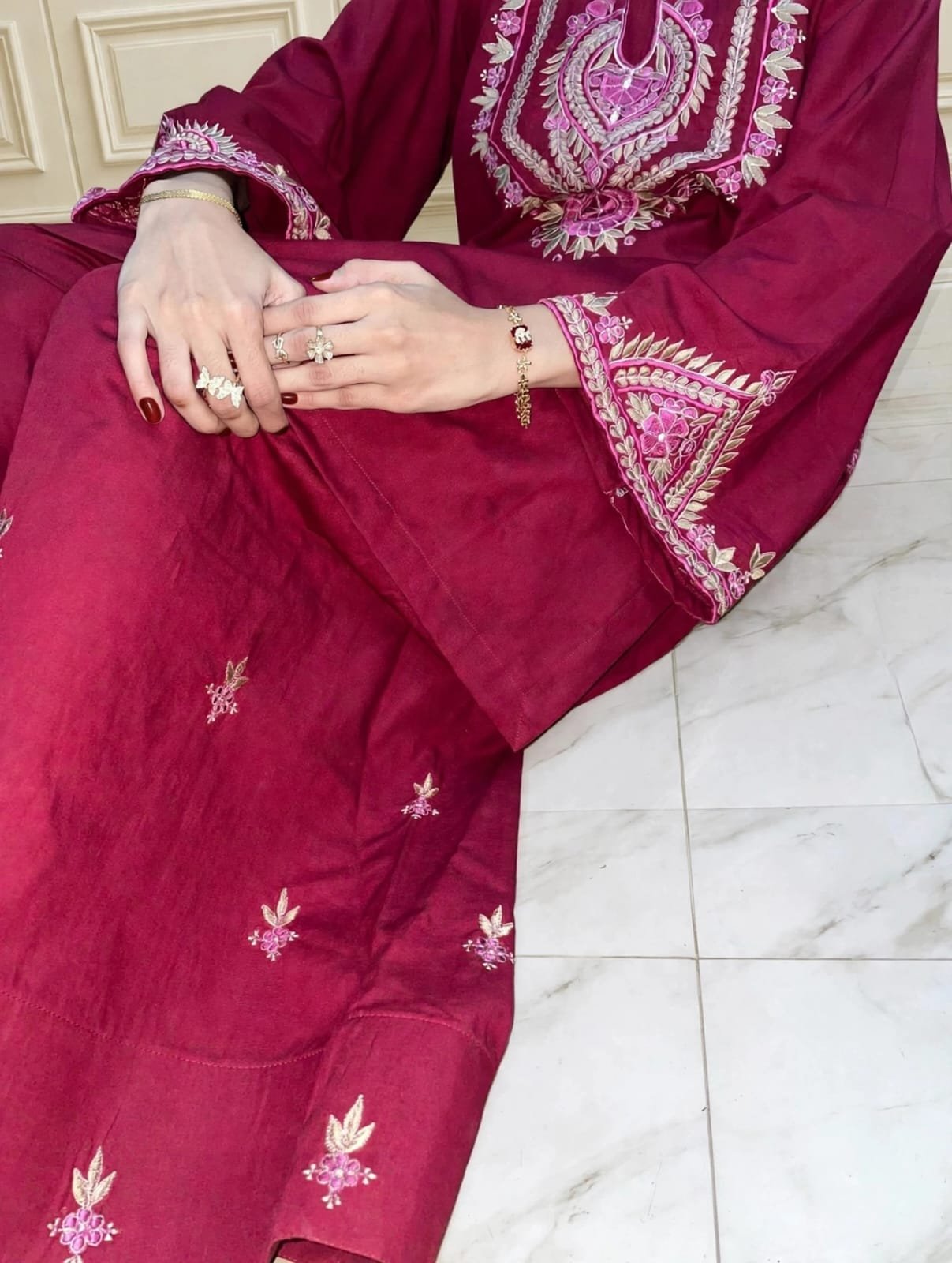 MAROON - Farshi Shalwar - Image 5