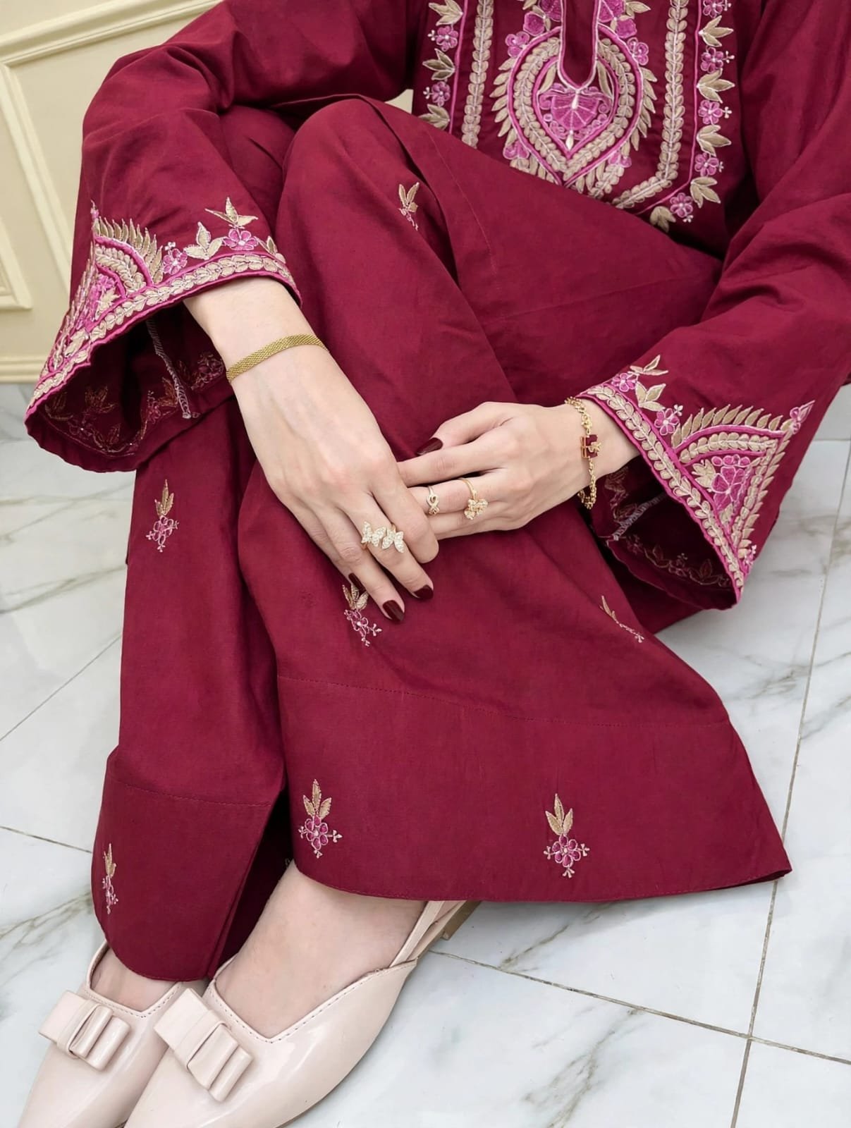 MAROON - Farshi Shalwar - Image 2